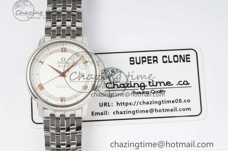 0107 Casual De Ville SS DIWF 1:1 Best Edition White Dial RG Markers on SS Bracelet MIYOTA 7847